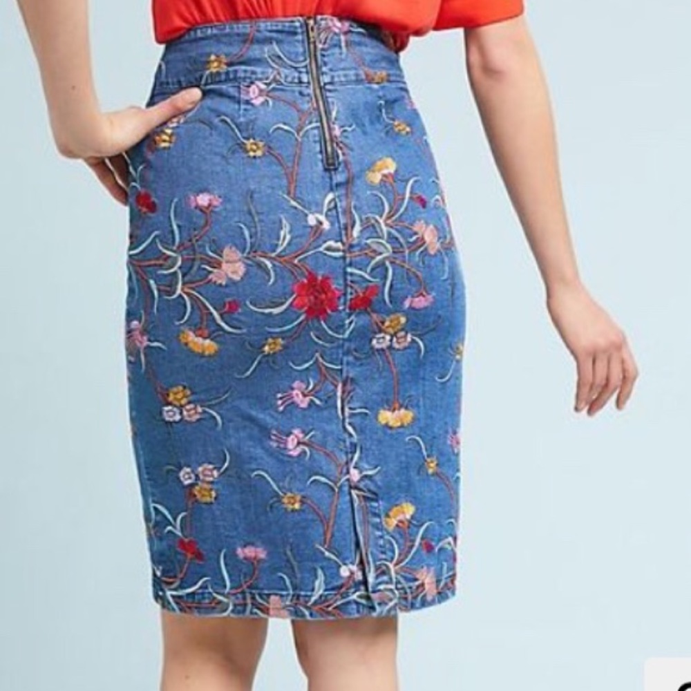 Embroidered Anthropologie pencil skirt!